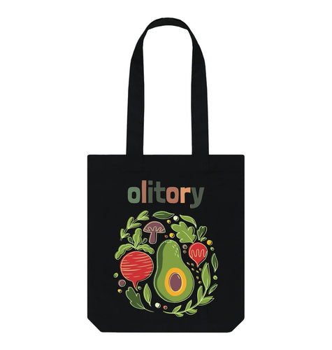 Black Olitory Tote Bag Graphic